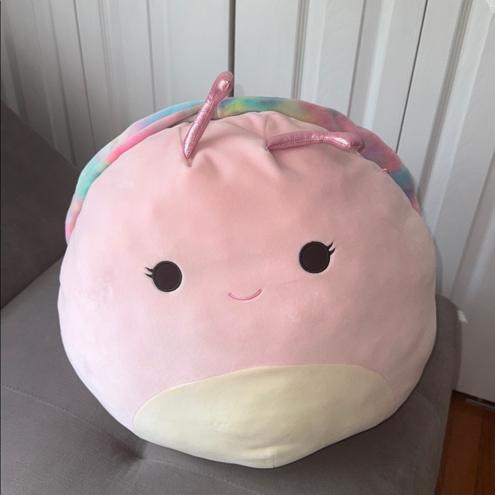 Squid, snail Pink Plush Toy with Rainbow Accents
